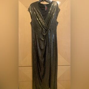NEW JM Studio By John Meyer Women Black Gold Sequin Evening Dress Size 16